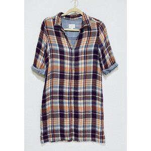 Caslon Shirt Dress Womens XS Classic Plaid Layered Gingham Preppy Academia
